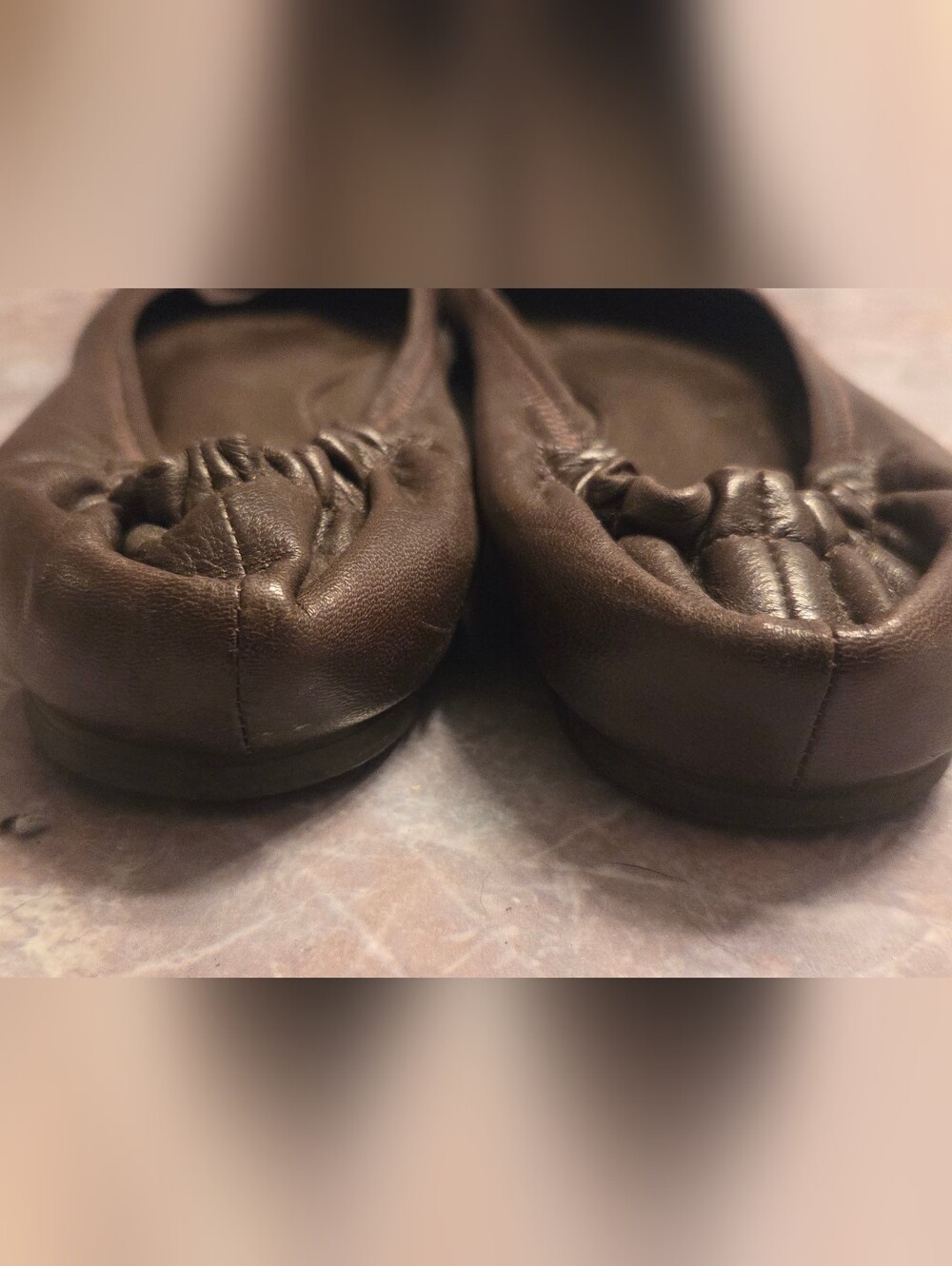 Tory Burch Brown Leather Logo Ballet Flats - Picture 3 of 6